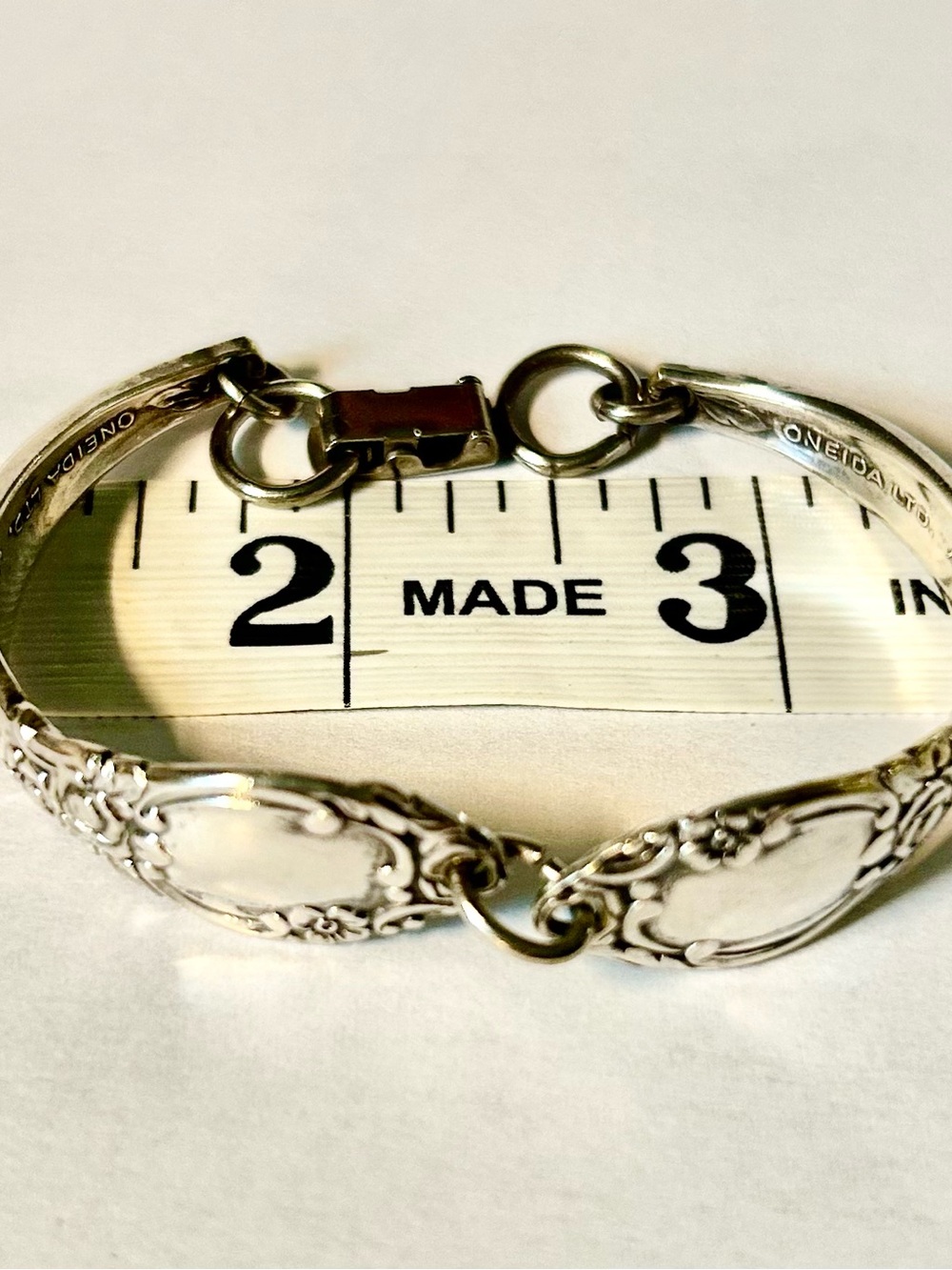 Oneida Silverware Bracelet Vintage Silver Plate Flatware Jewelry Floral Link